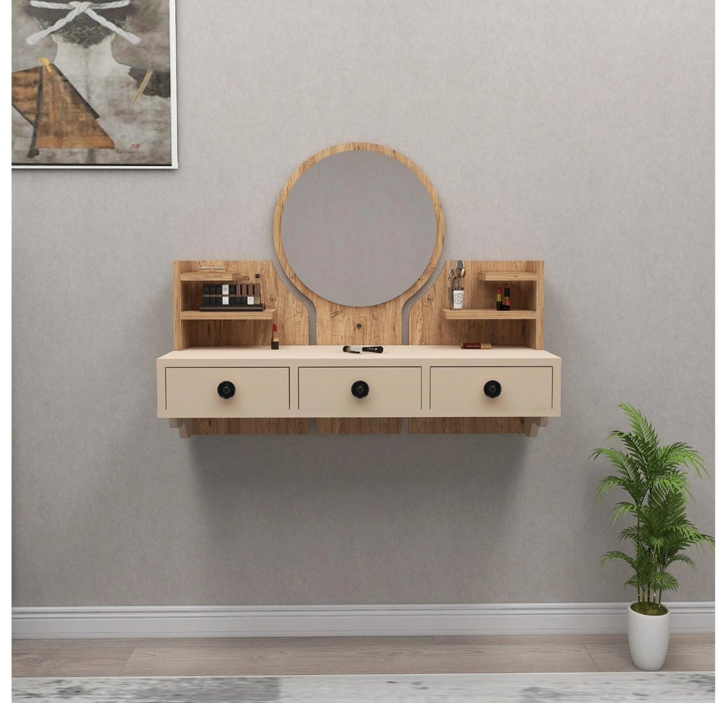 Fésülködőasztal Makole (atlanti fenyő + bézs) . 1094113