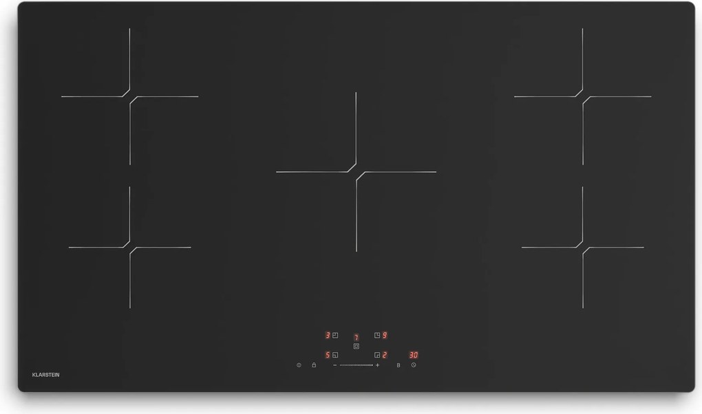 Klarstein PowerGlide indukciós főzőlap | karcálló felület | 5 főzőzóna | 9800 W | 90 cm