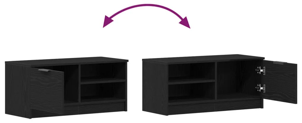 TV Szekrény 2 db Fekete Tölgy 80x35x36,5 cm Feltárt Fa