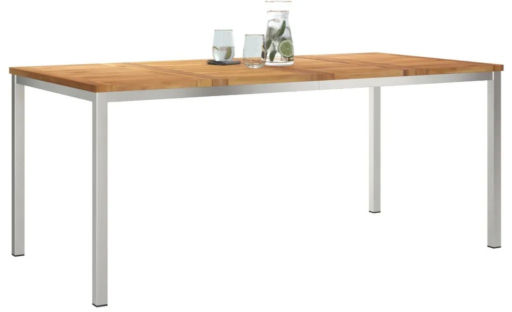 kültéri étkezőasztal 180x90x75 cm tömör tíkfa