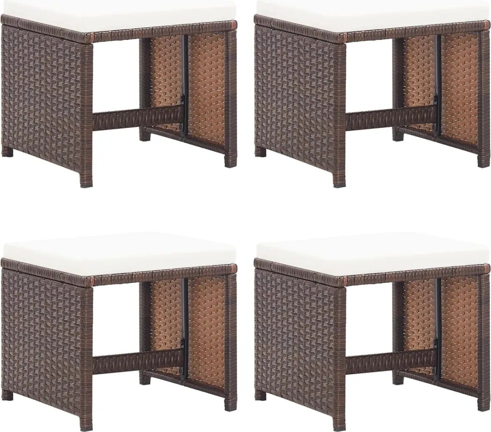 vidaXL 4 db barna polyrattan kerti ülőke párnával