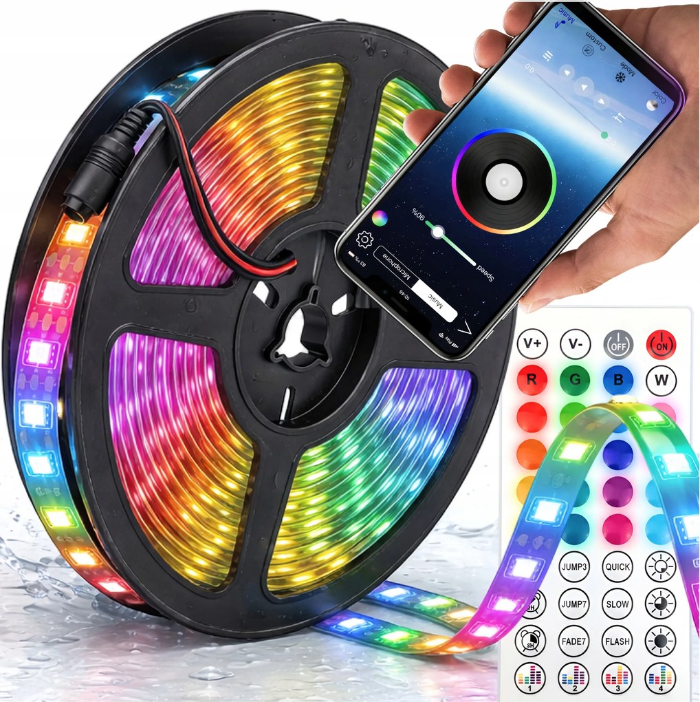 Led Szalag Rgb Színes 5M Bluetooth Szalag Vezérlés Alkalmazás Távirányító Led