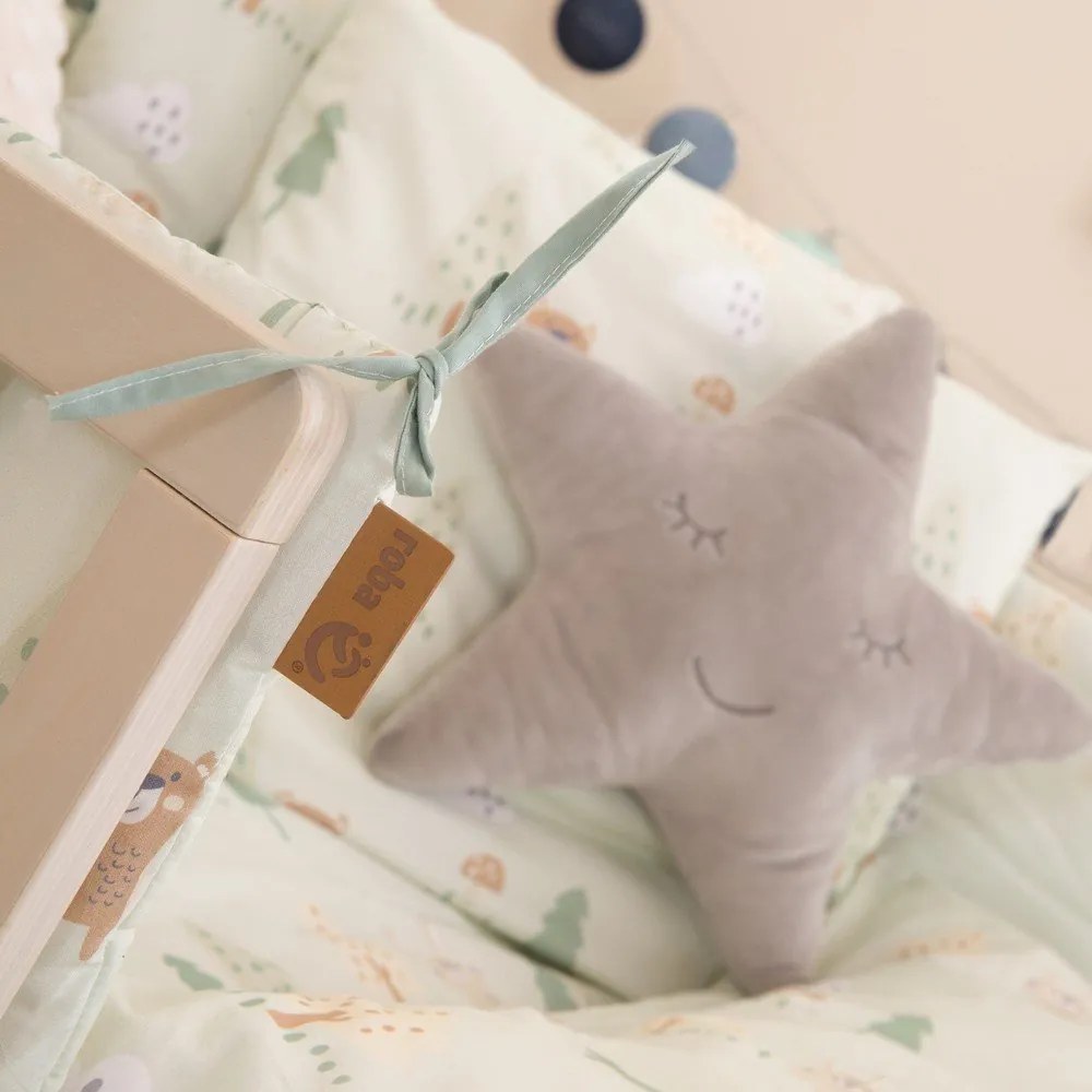 Világoszöld pamut rácsvédő 170 cm Woodland Buddies – Roba
