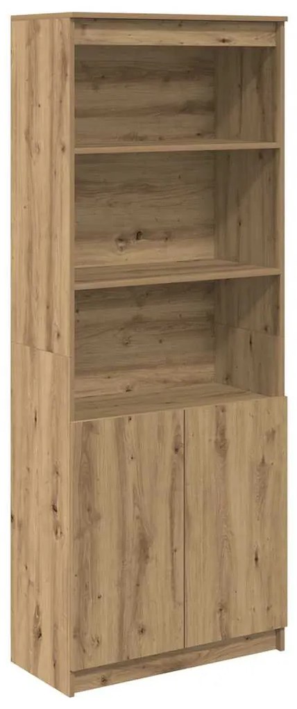 kézműves tölgy színű szerelt fa magasszekrény 70 x 35 x 180