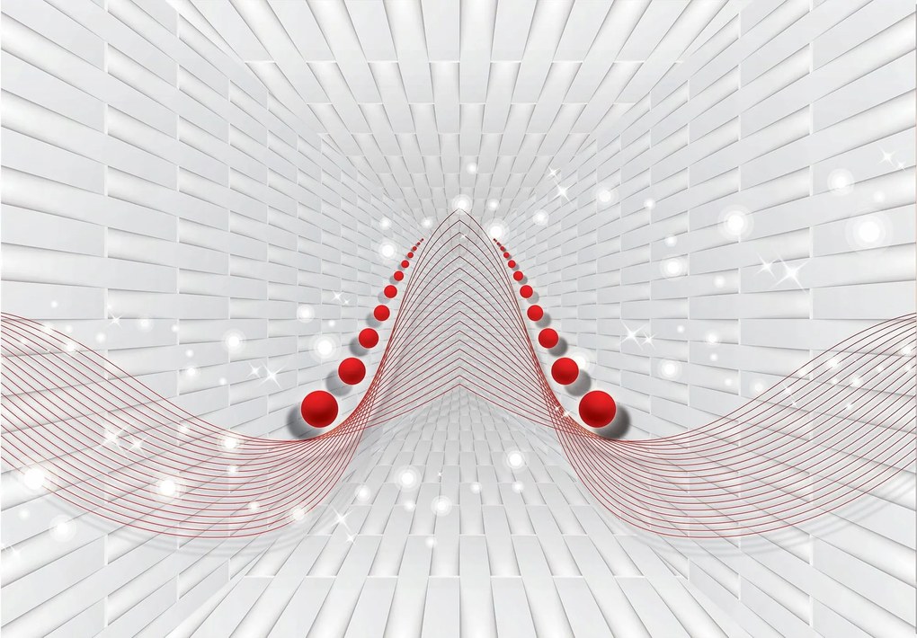 Flizelin fotótapéta Piros gömbök design akcentus 300x210 +ragasztó