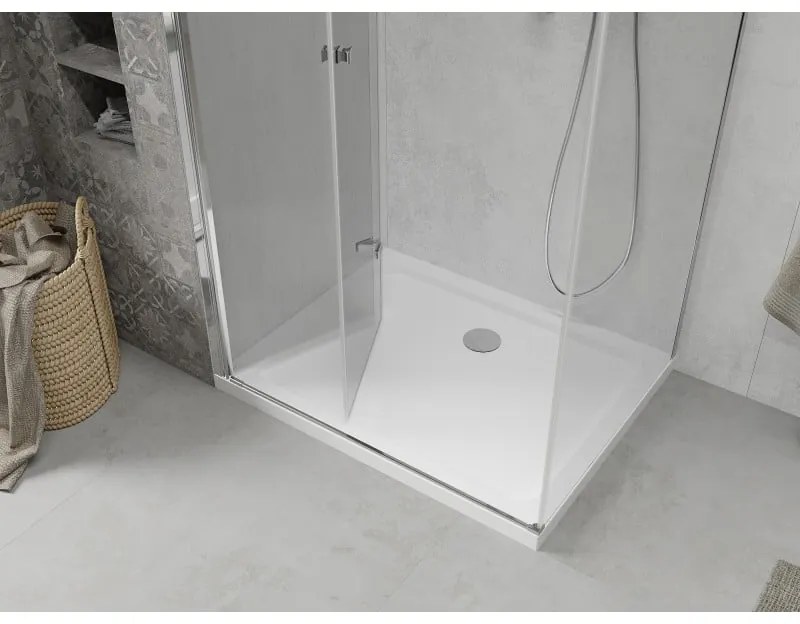 Mexen Lima zuhanykabin 120x80cm, 6mm üveg, króm profil - átlátszó üveg + Vékony zuhanytálca - 856-120-080-00-00-4010