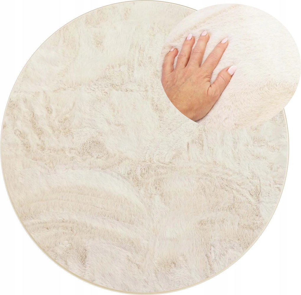 Plüss Szőnyeg Nyuszi Szőrme Puha Bársony Rabbit Krém Kerek 100 cm