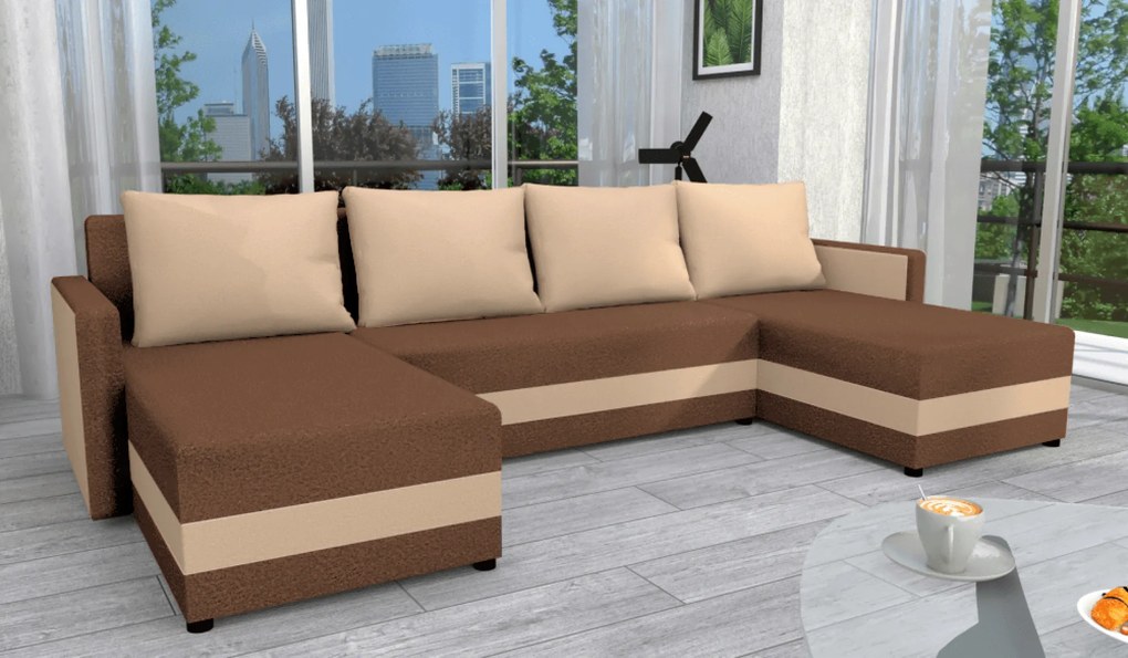 Univerzális ülőgarnitúra, barna/bézs, PAULITA U