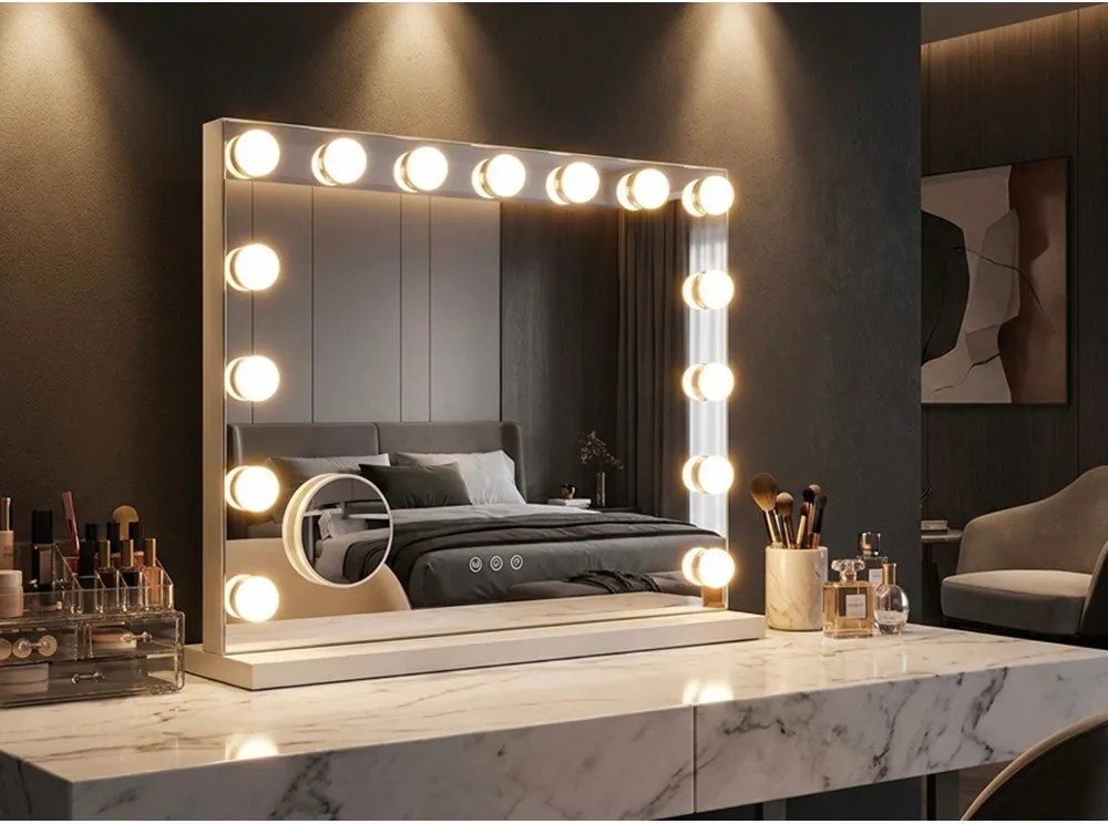 Fali tükör világítással-polccal 55x43 cm Hollywood – Mauro Ferretti