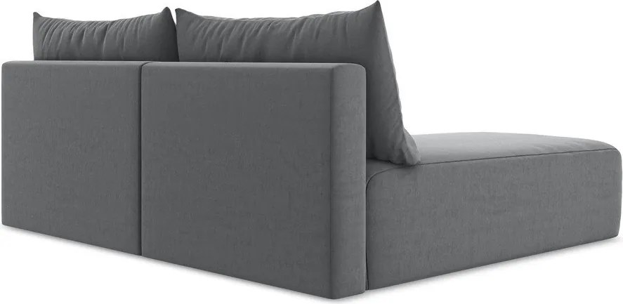 Szürke bársony kinyitható-tárolóhelyes sarokkanapé (bal oldali-heverő résszel) Kalena – Makamii