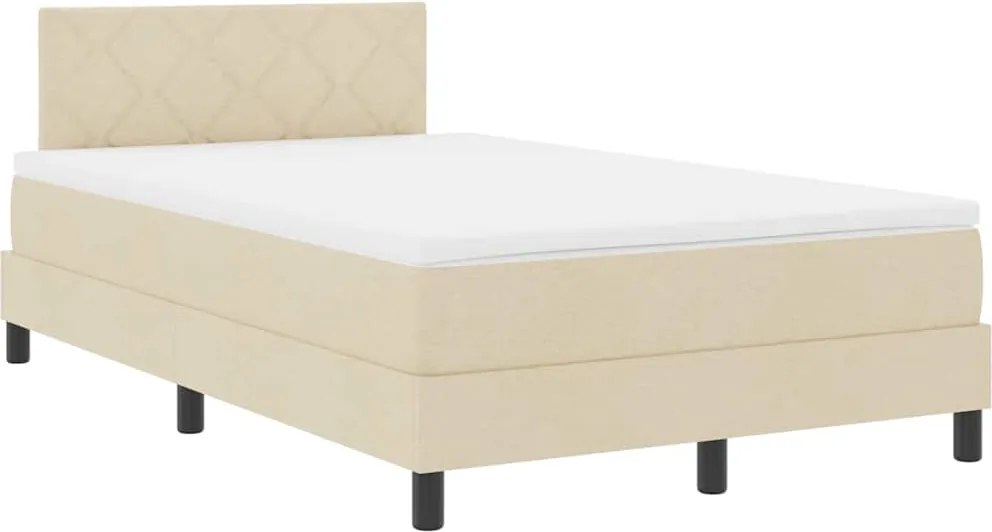 vidaXL Boxrugós ágy matracmal leddel Krém 120 x 190 cm szövet
