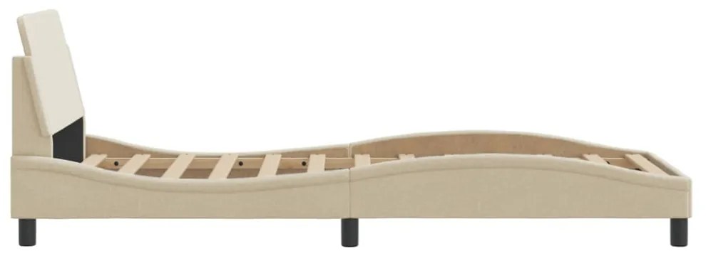 krémszínű szövet ágykeret fejtámlával matrac nélkül 90x190 cm