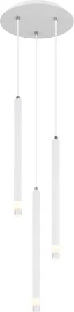 Globo 15629W-3 Függőlámpa, fém fehér matt, akril szaténozott, átlátszó búra, kábel PVC fehér, magassága rövidíthető, ø: 240mm, M: 1200mm, 3x G9 LED 4W 230V izzók nélkül