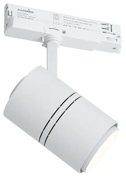 Moderne railspot wit voor 3-fase rail incl. LED - 3-Phase Ruler