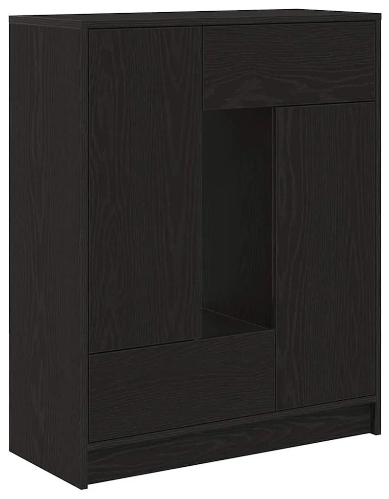fekete tölgy komód fiókokkal és ajtókkal 73x31x90 cm