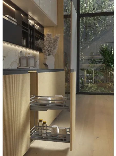 Konyhai fémrács, 500mm, oldalra szerelhető, antracit, teljes kihúzás, csillapított záródás, rejtett fióksín, 2 kosár SIGE, Infinity Plus 004