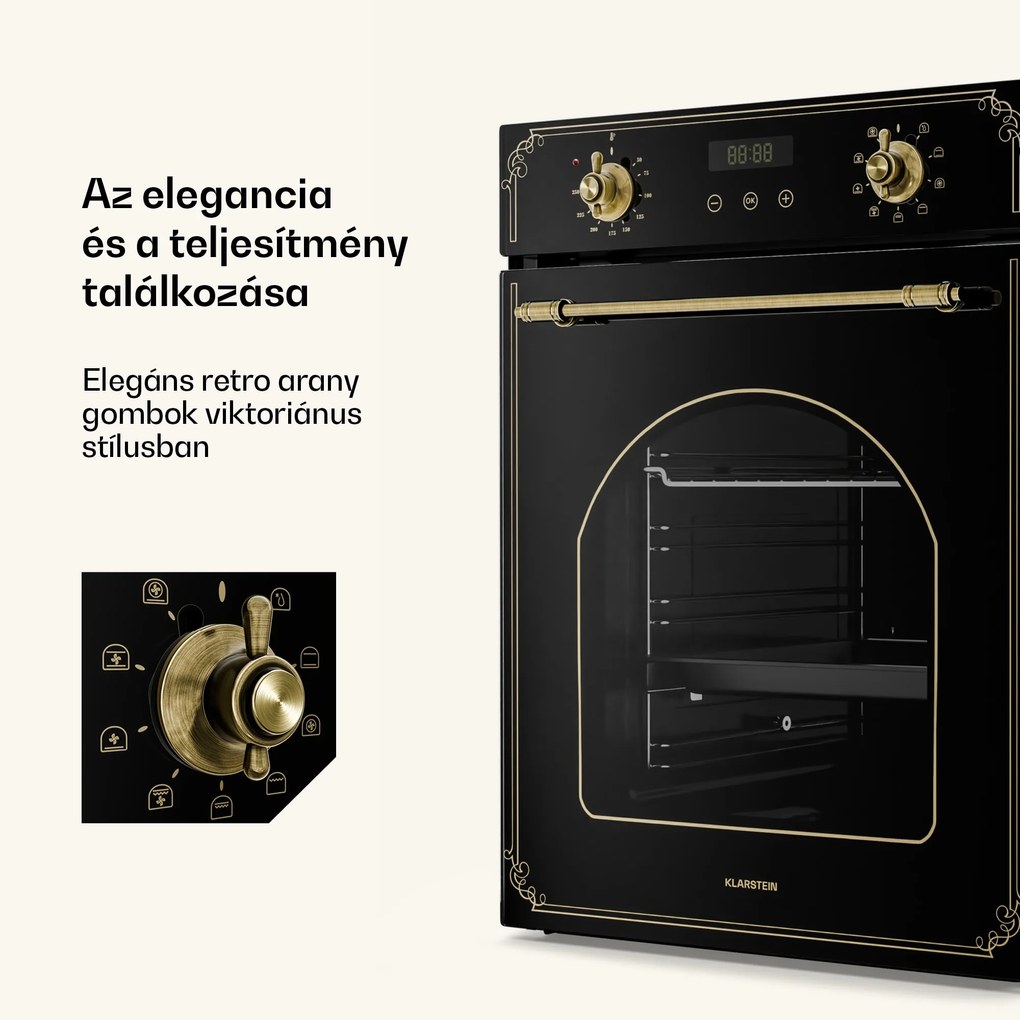 Klarstein Victoria beépített sütő 45 cm 49 l fekete