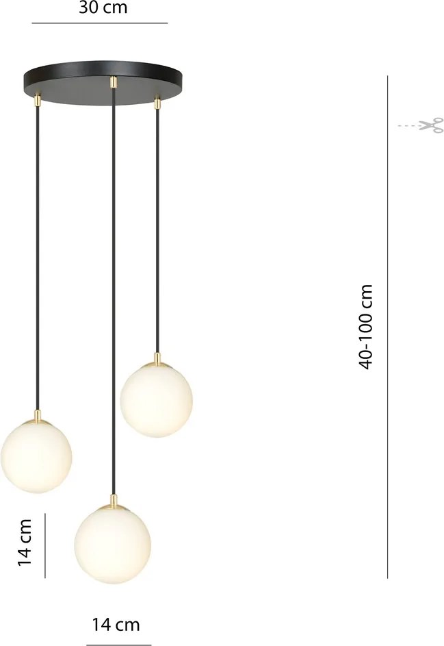 Emibig modern függeszték royal fehér fekete arany emi1243/3