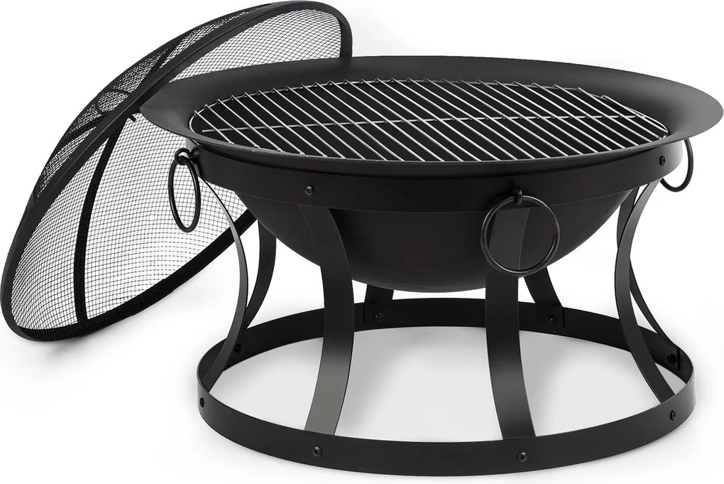 Blumfeldt Pentos, 2 az 1-ben tűzrakóhely és grill, Ø 73 cm, szikrák elleni védelem, Ø 60 cm grill, fekete