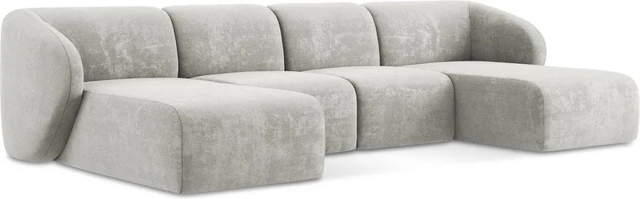 Világosszürke zsenília (U alakú) sarokkanapé Lani – Makamii