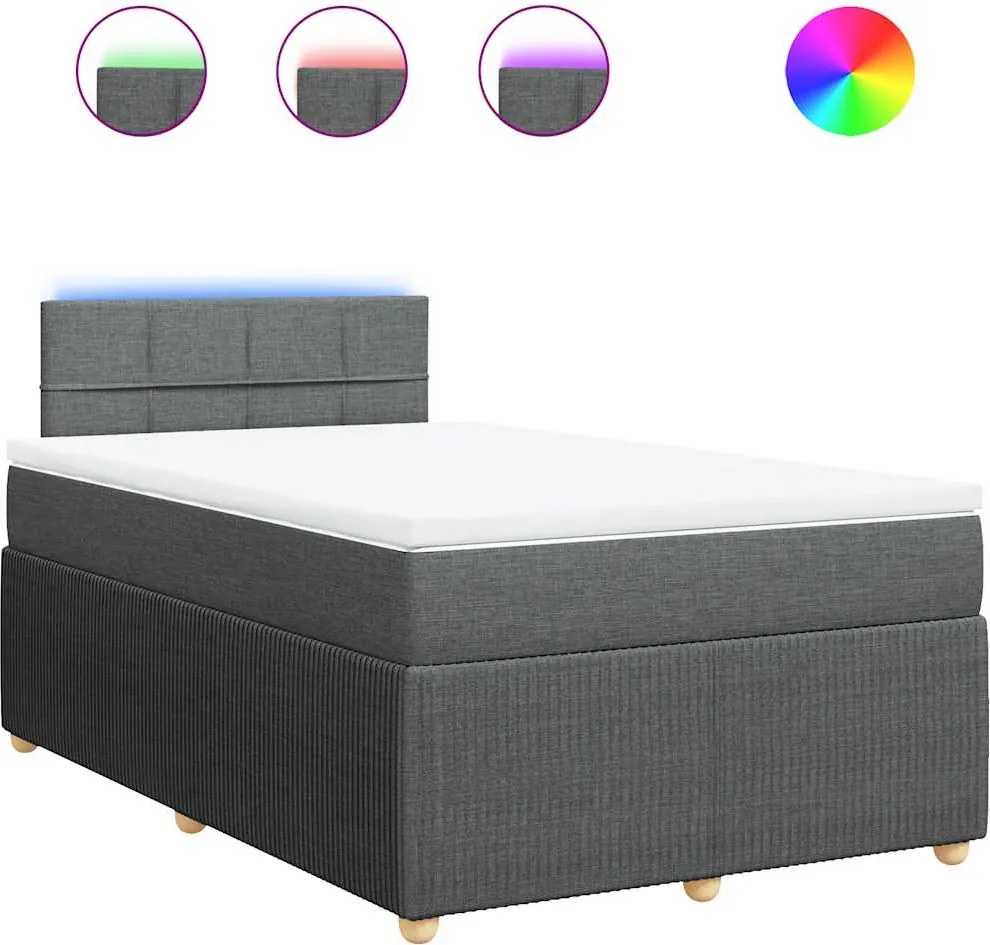vidaXL sötétszürke szövet rugós ágy matraccal 120 x 200 cm