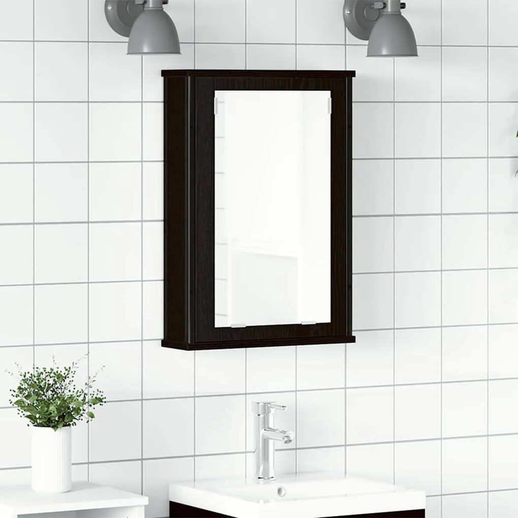 fekete tölgy szerelt fa fürdőszobai tükör 42 x 12 x 60 cm