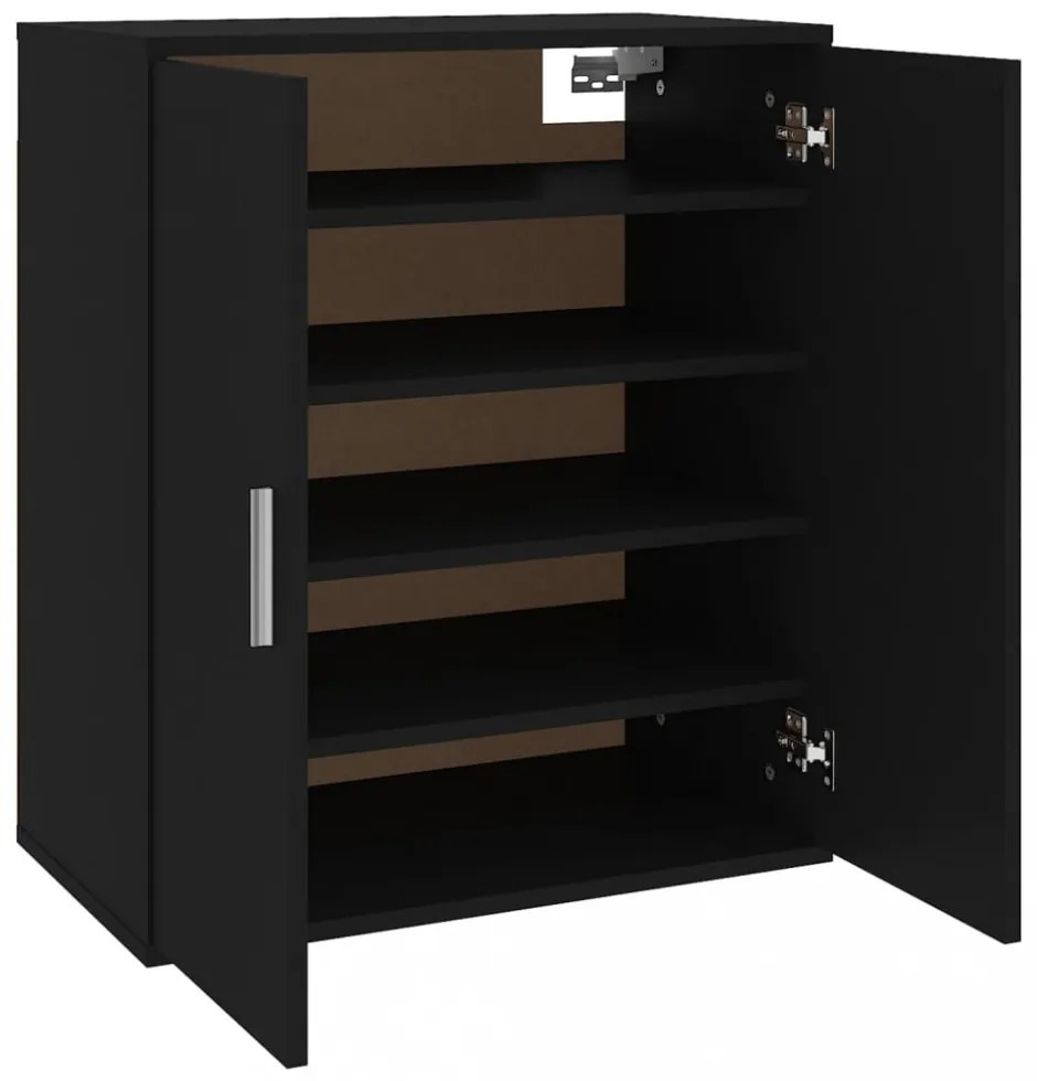 vidaX fekete szerelt fa cipősszekrény 60 x 35 x 70 cm