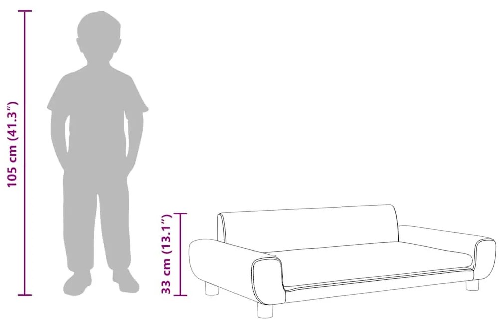 rózsaszín bársony gyerek kanapé 100 x 54 x 33 cm