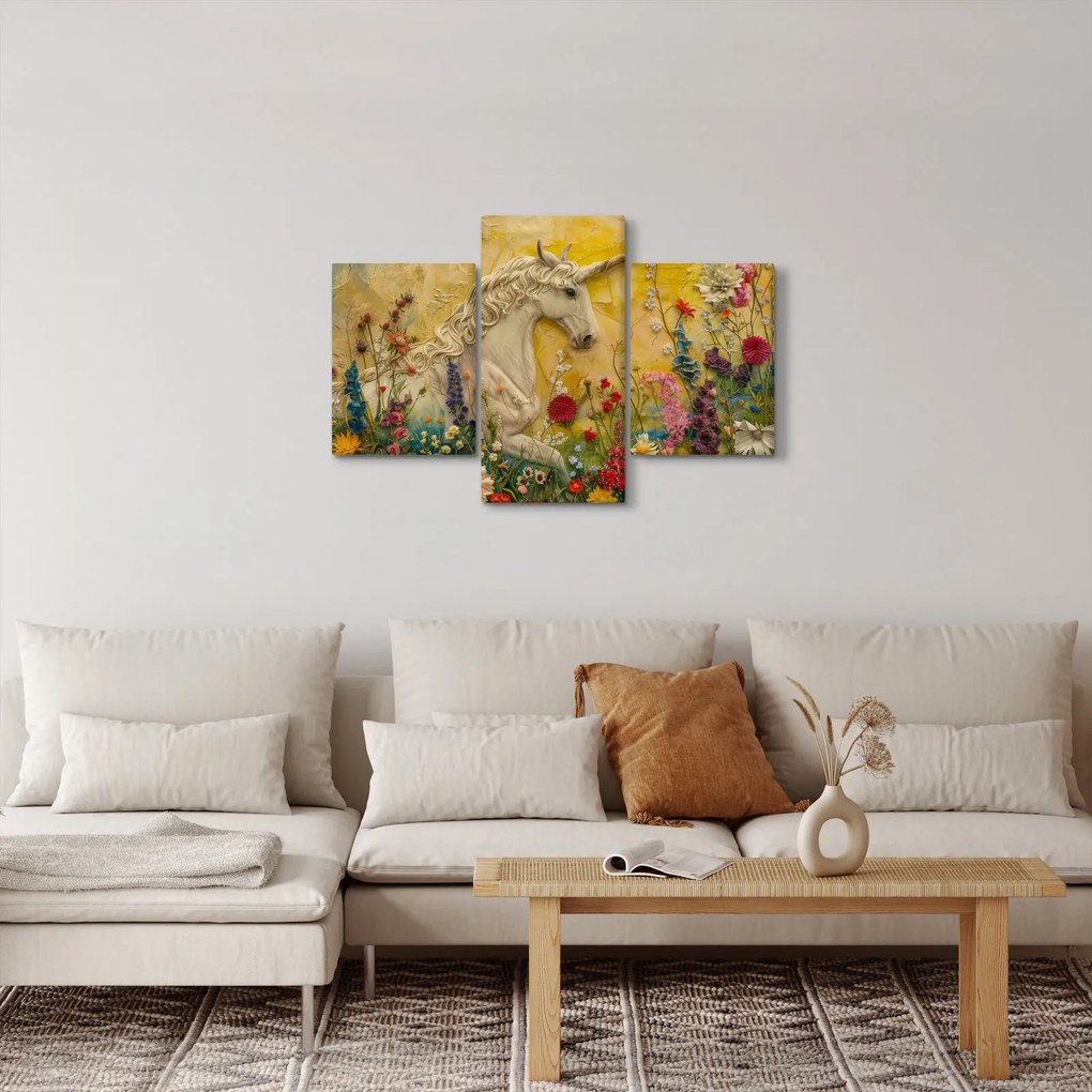 Kép - Egyszarvú virágokkal (90x60 cm)