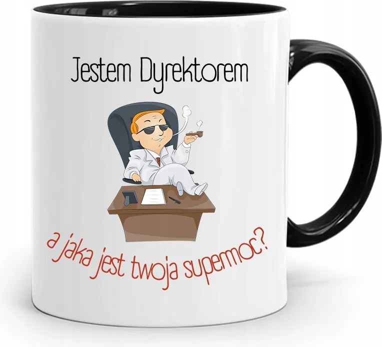 Az Igazgató Számára Én Vagyok Az Igazgató Fekete Bögre fényképes nyomtatással