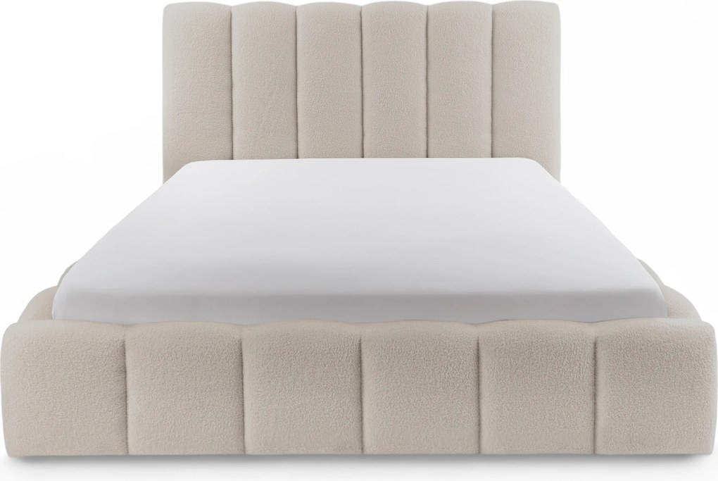 Aura kárpitozott ágy 160x200 ágyneműtartóval - bézs bouclé Quelle 03