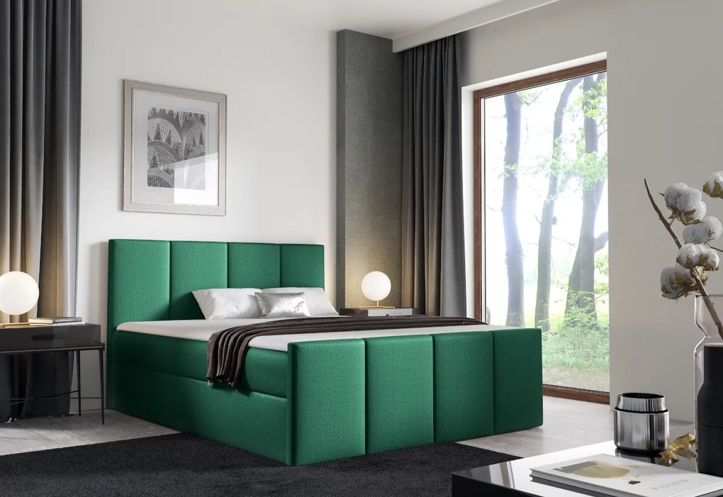 LAROS kárpitozott boxspring ágy + topper, 120x200, madryt 920