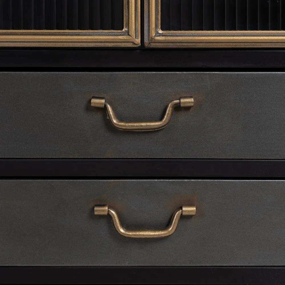 Fekete fém tálalószekrény 58x150 cm Brick – Ixia