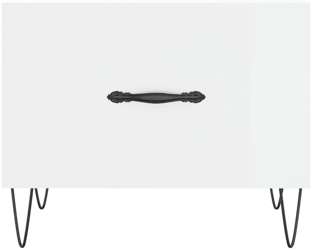 Magasfényű fehér szerelt fa dohányzóasztal 50 x 50 x 40 cm