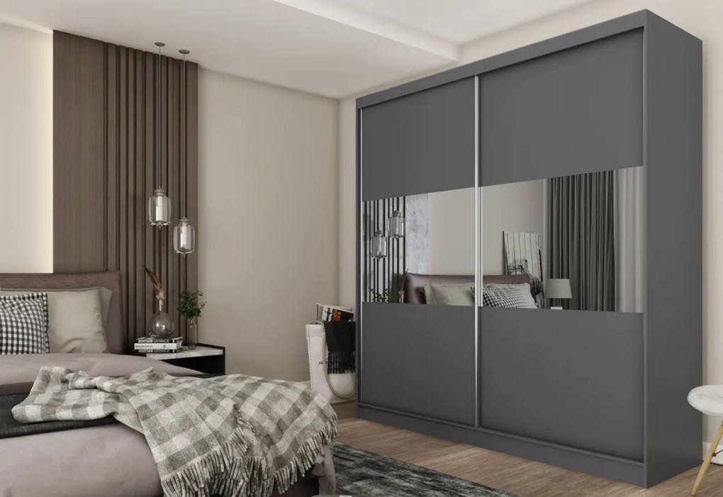 SARANO tolóajtós ruhaszekrény, 200x216x61, fehér