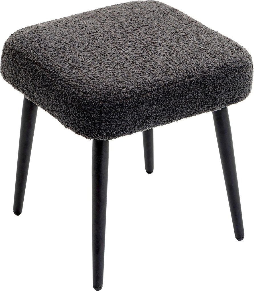 HOMCOM Puff Ülőke Négyzetes Smink Puff Sötétszürke Cashmere Hatással, Acél Lábakkal, 42 x 42 x 47 cm | Aosom