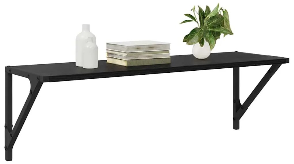 Falpolcok 2 pcs Fekete tölgy 80 x 25 x 25,5 cm Faanyag