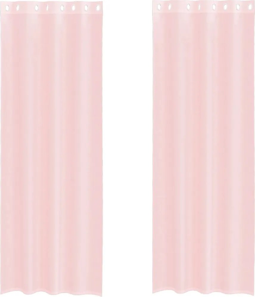 vidaXL 2 db világos rózsaszínű fátyolfüggönyök rojtokkal 140x260 cm