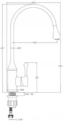 Invena Pingo, szabadon álló mosogató csaptelep, fekete, BZ-55-L04-L