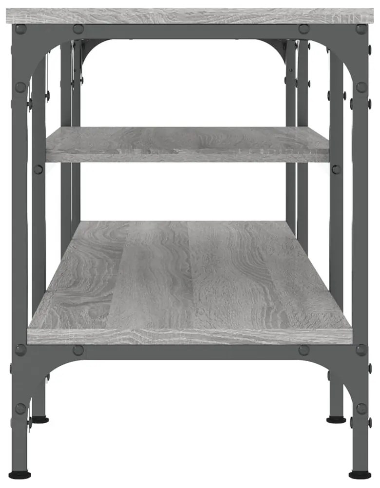 szürke sonoma színű szerelt fa és vas TV-szekrény 121x35x45 cm