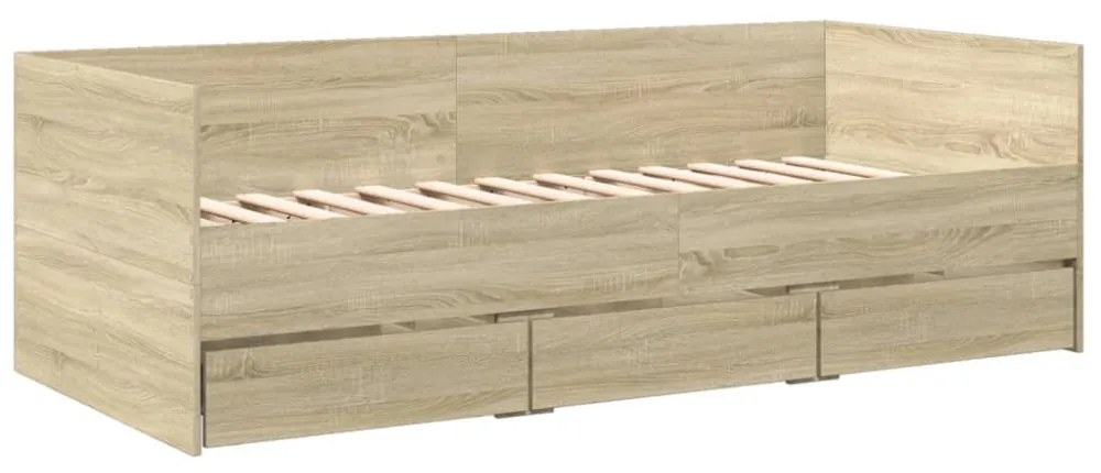 sonoma tölgy kanapéágy fiókkal matrac nélkül 75x190 cm