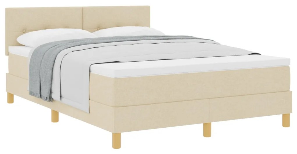 Box Spring Ágy Matraccal Krém 140x200 cm Szövet