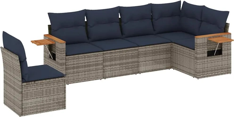 vidaXL 6 részes szürke polyrattan kerti ülőgarnitúra párnával