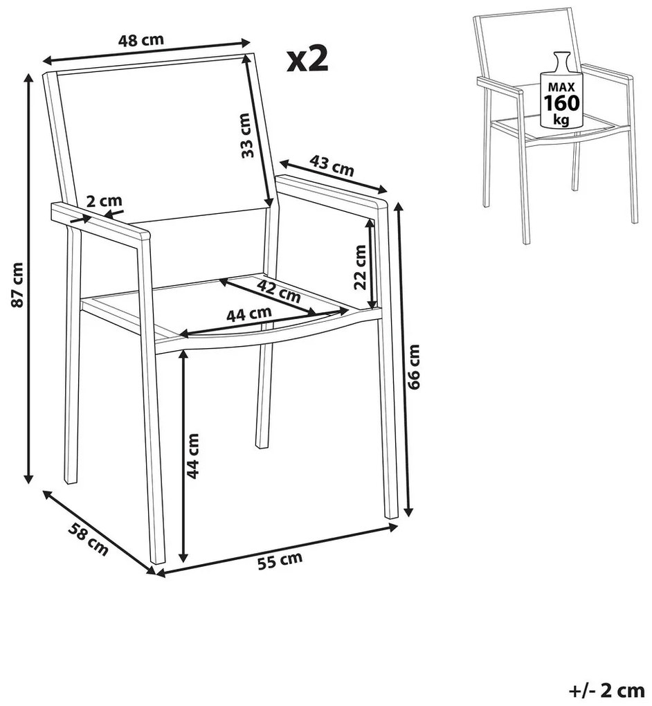 Szék szett 2db Grosso (fekete) (rattan). 1011517