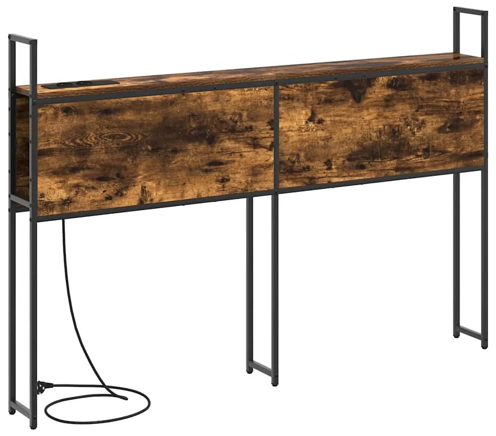 Tárolós Fejtámla Töltő Állomással Füstölt tölgy 135 cm Faanyag