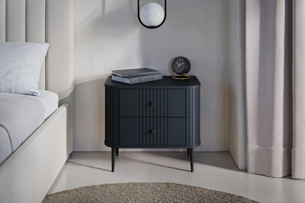 Éjjeliszekrények készlet Vesper 56 cm - fekete / fekete lábak