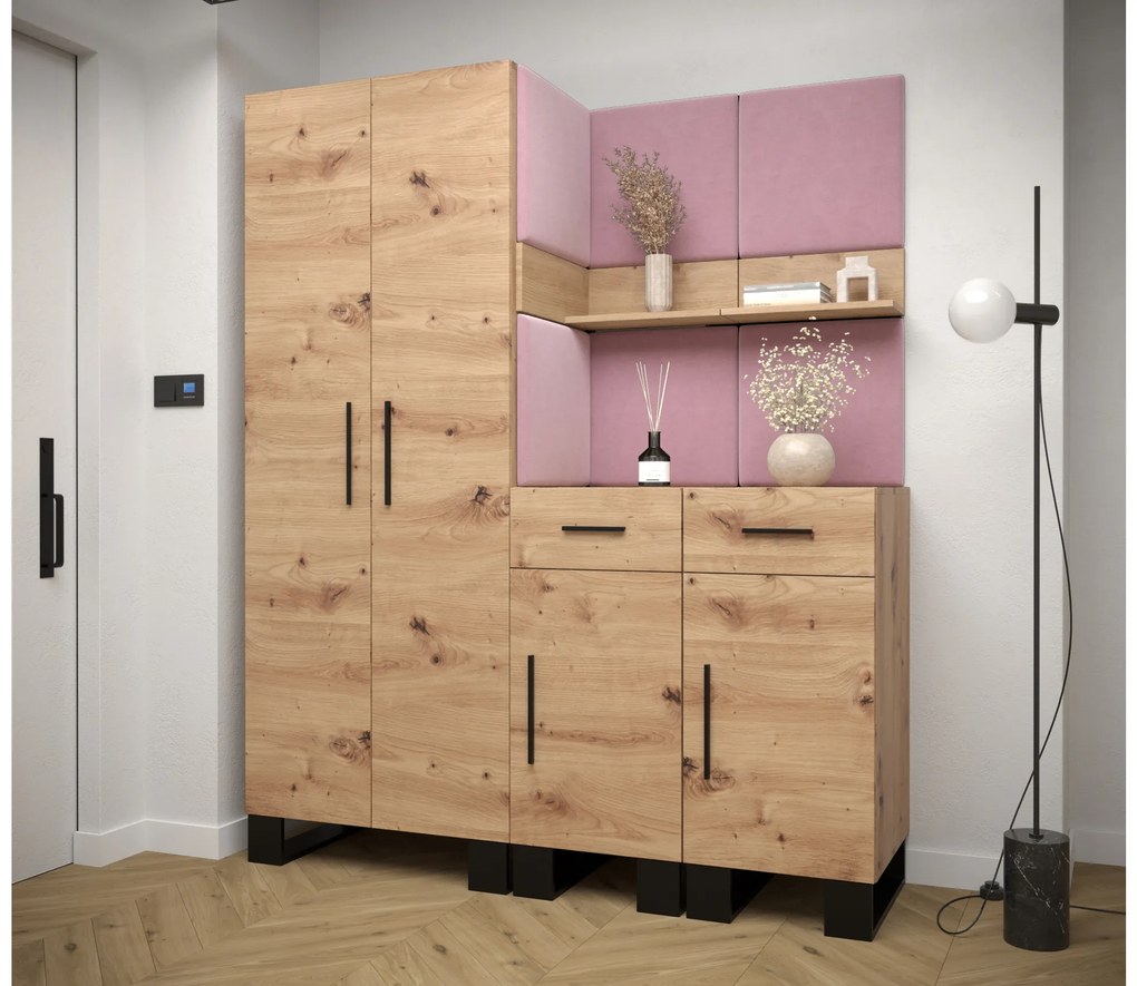 Előszobabútor Amanda 7 (artisan tölgy + rózsaszín). 1085912