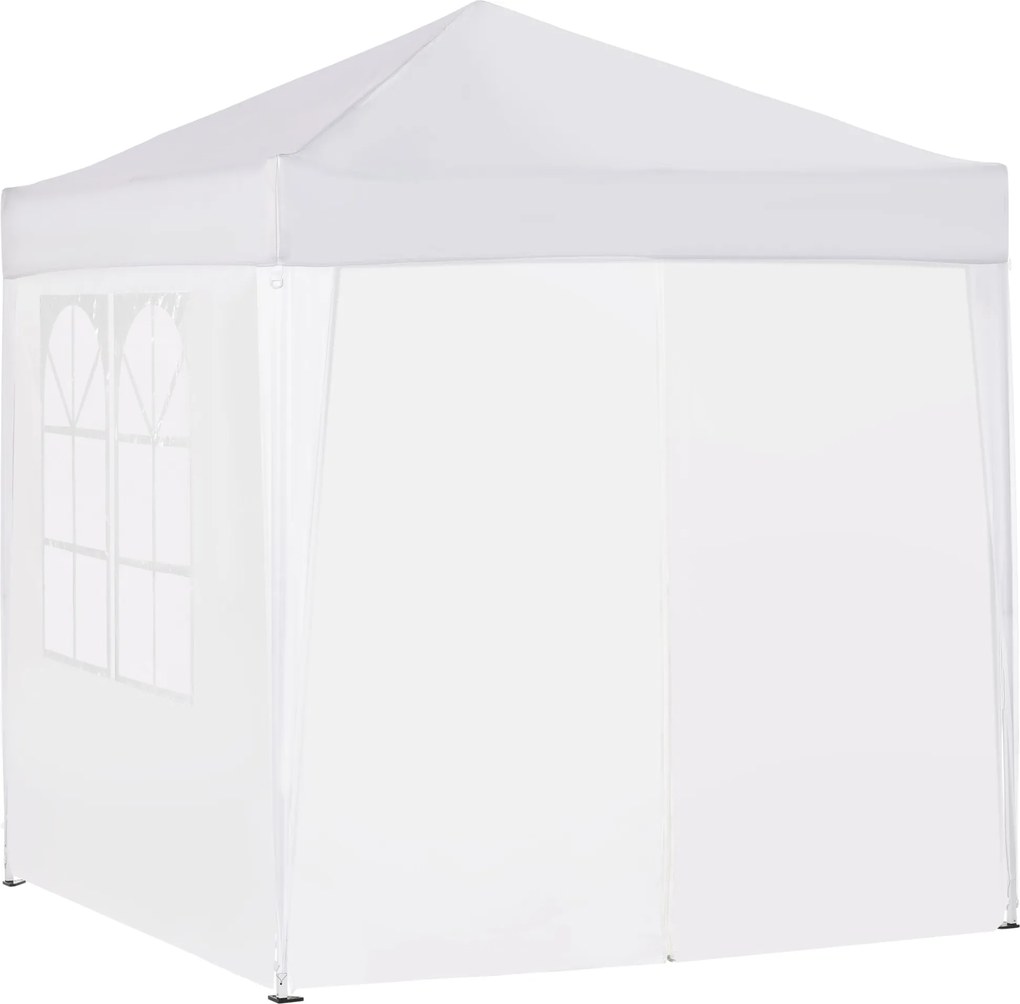 Outsunny 2x2m Vizesálló, Összecsukható Pavilon 4 Oldallal, Vízlevezetéssel Együtt, UV 30+ Parti Sátor Hordtáskával, Kerti Pavilon Teraszra, Fehér | Ao