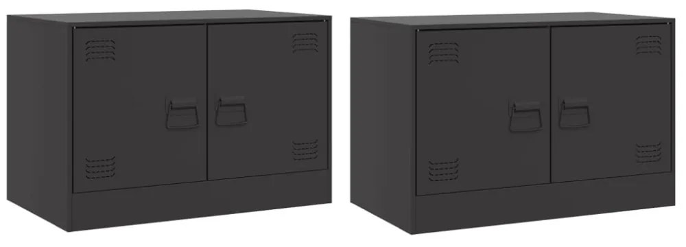 2 db fekete acél TV-szekrény 67 x 39 x 44 cm