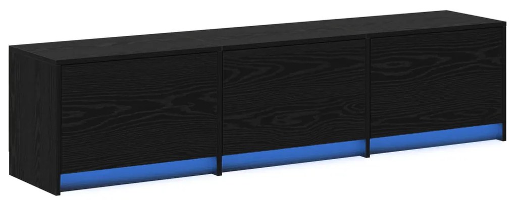 TV szekrény LED Fekete Tölgy 162.5x34x40 cm Szerelt Fa